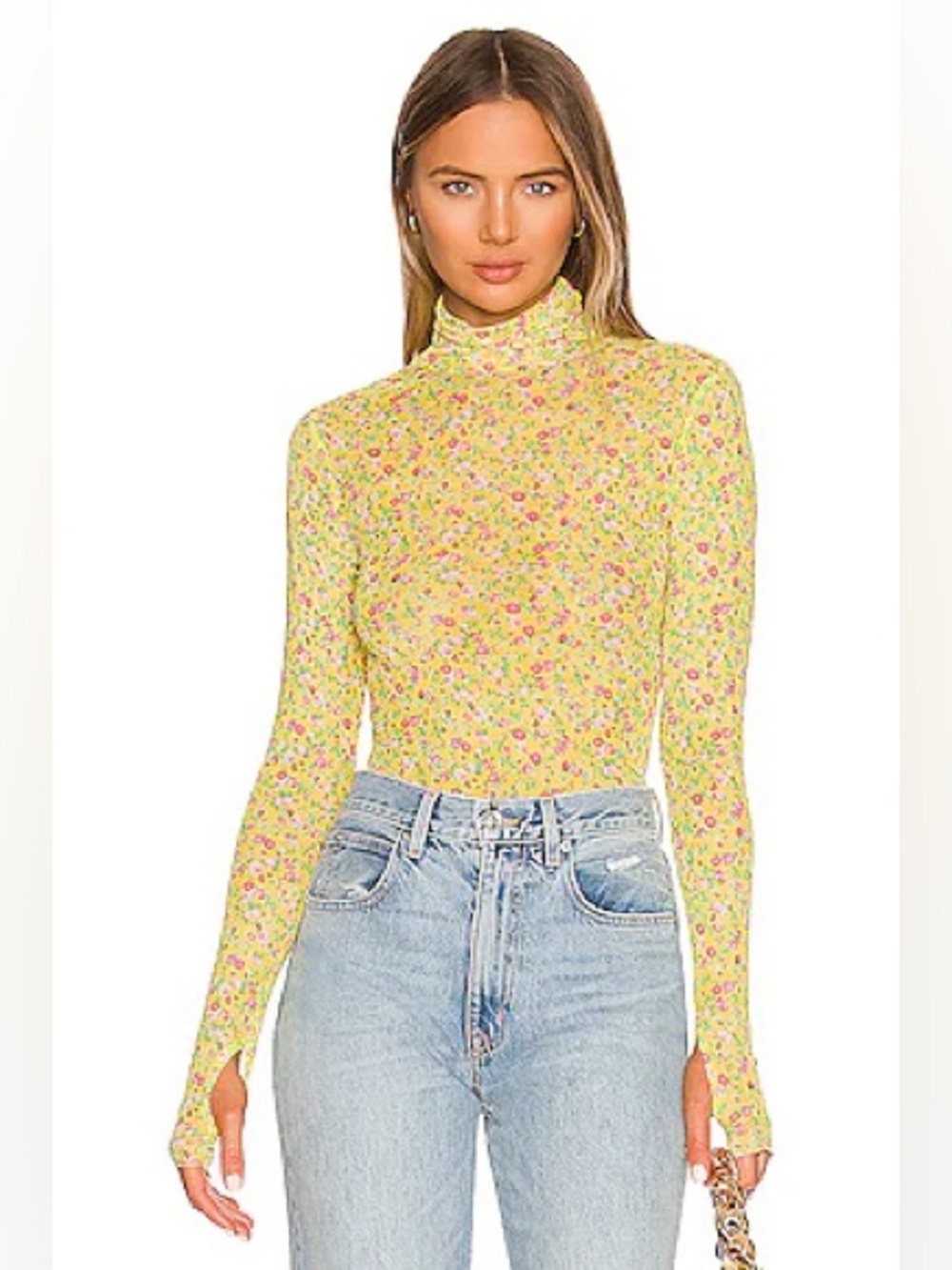 Revolve AFRM Zadie Top in Yellow Ditsy